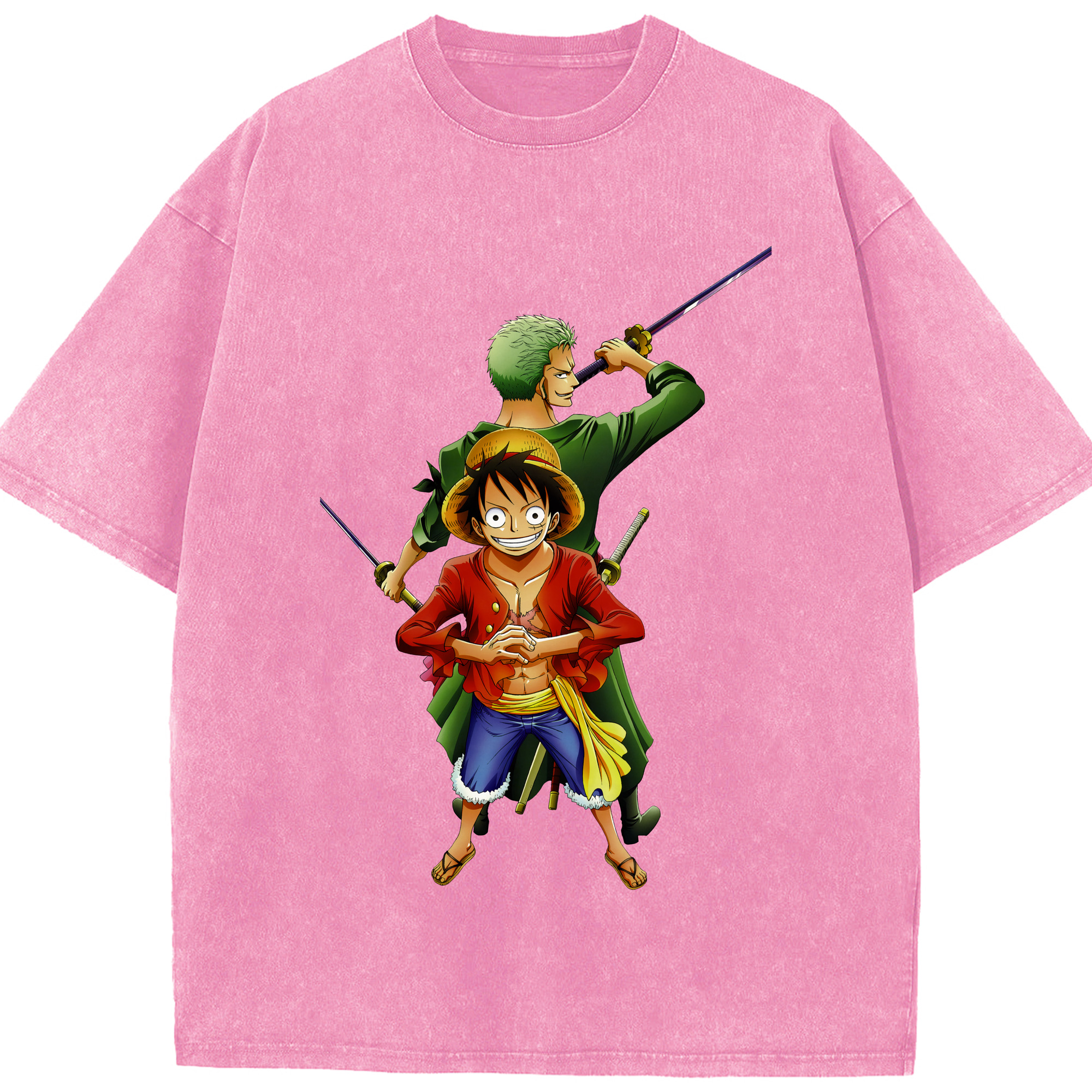 ワンピース モンキー・D・ルフィ ONE PIECE Monkey D. Luffy 綿100% ヴィンテージ風 半袖Tシャツ（フロントプリント）